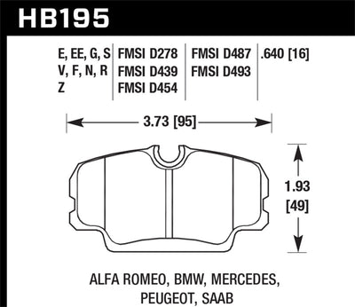 Hawk 84-4/91 BMW 325 (E30) HT-10 Performance Ceramic Street Front Brake Pads